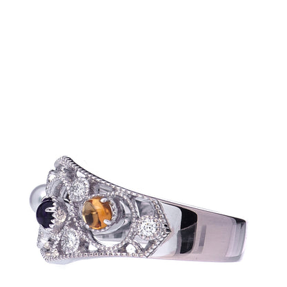 Mikimoto 18K White Gold Akoya Pearl Diamond Amethyst Citrine Ring 50 5.5 4 of 5