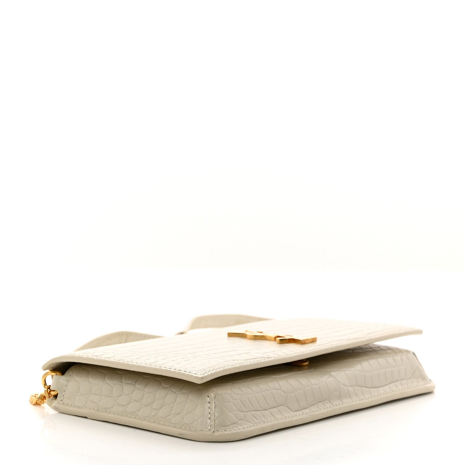 Saint Laurent SAINT LAURENT Crocodile Embossed Monogram Phone Holder Crossbody Blanc Vintage 6 of 9