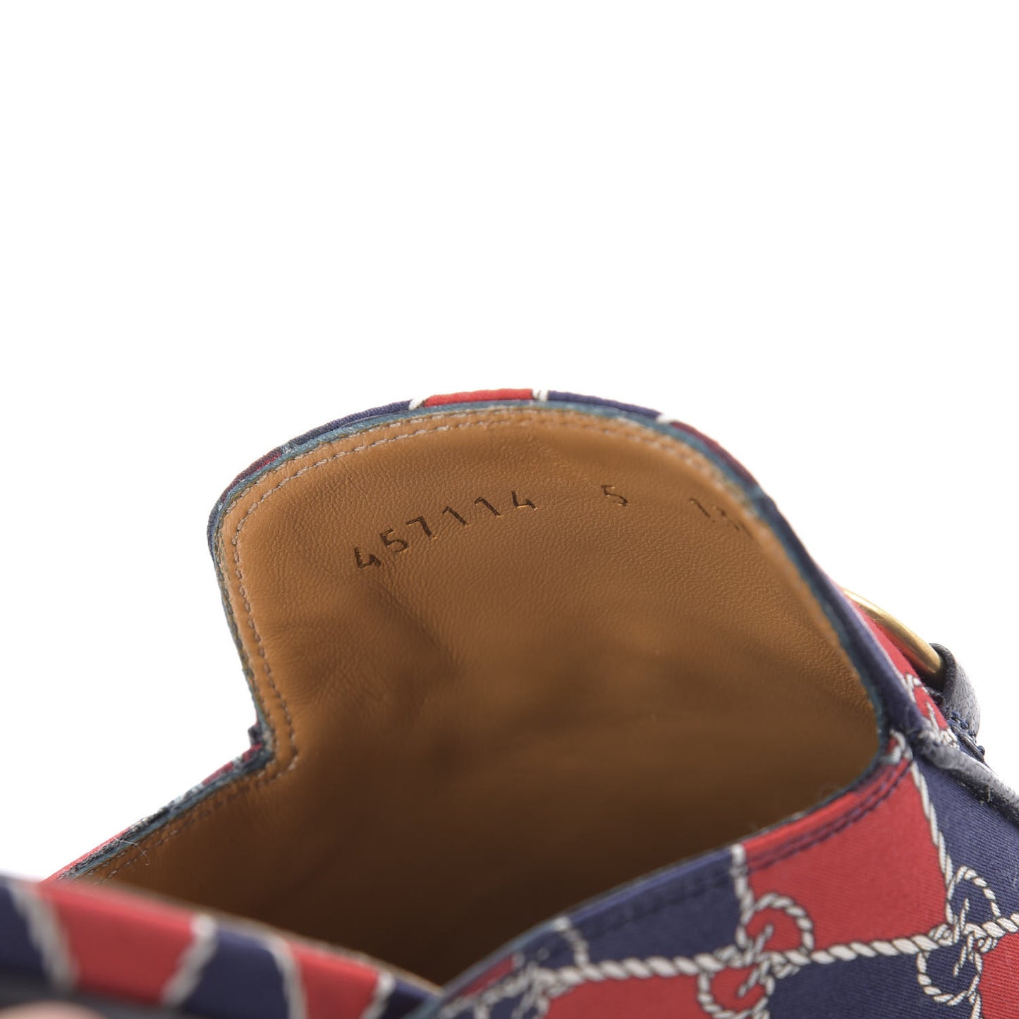 Mini GG Rhombus Chain Mens Princetown Slippers 5 Royal Bleuett Red