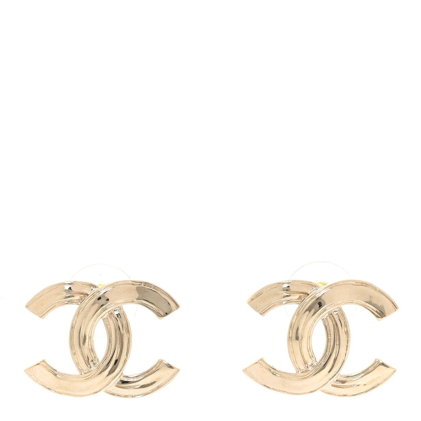 Metal CC Stud Earrings Gold
