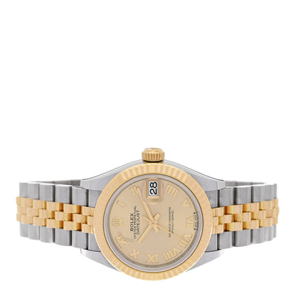 Rolex Stainless Steel 18K Yellow Gold 28mm Oyster Perpetual Datejust Watch Champagne Roman 279173 2 of 5