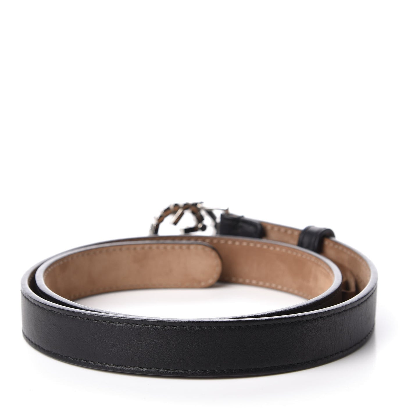 Calfskin Crystal Interlocking G Belt 65 26 Black