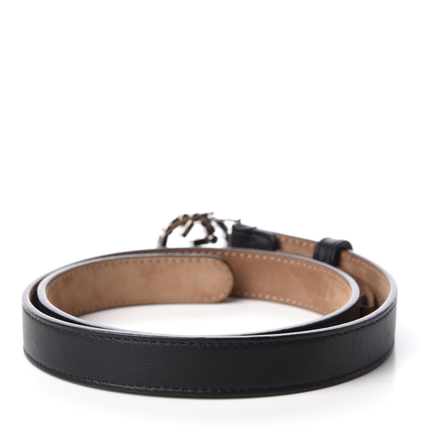 Gucci Calfskin Crystal Interlocking G Belt 65 26 Black 2 of 6