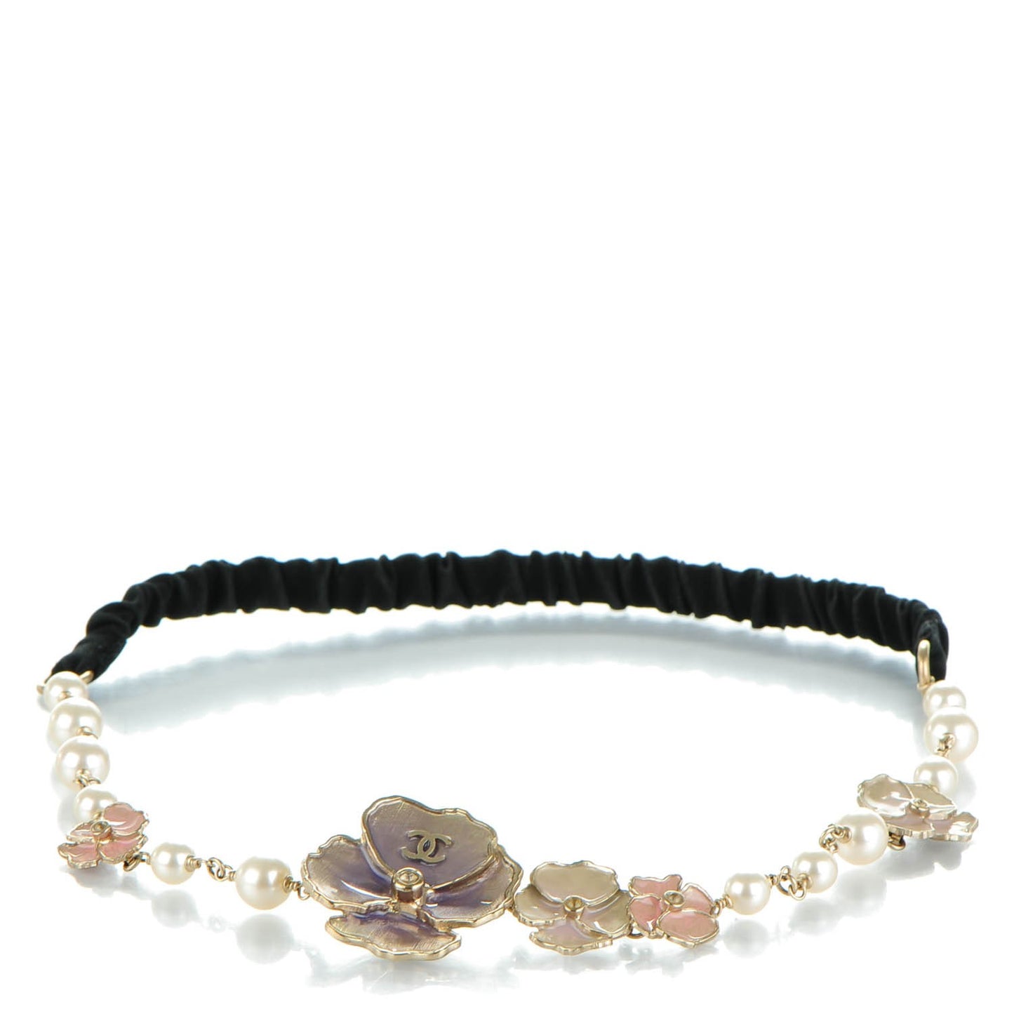 Pearl Enamel Crystal Camellia CC Headband