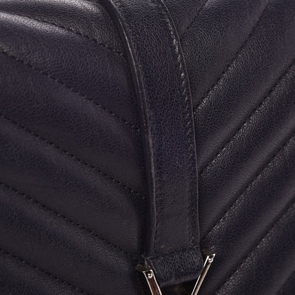Saint Laurent Sheepskin Matelasse Chevron Monogram Medium College Bag Deep Marine 27 of 27