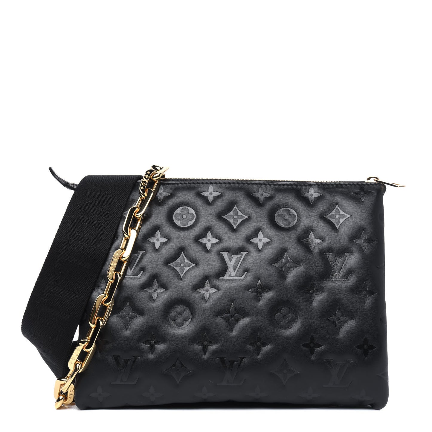 Lambskin Embossed Monogram Coussin PM Black