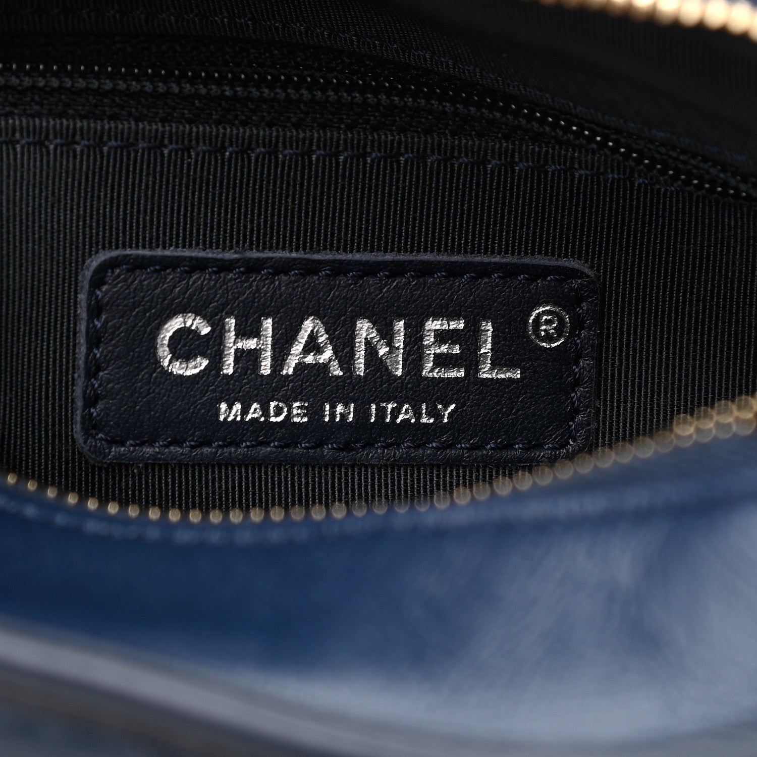 Chanel Aged Calfskin Quilted Small Gabrielle Hobo Navy Black 6 of 9