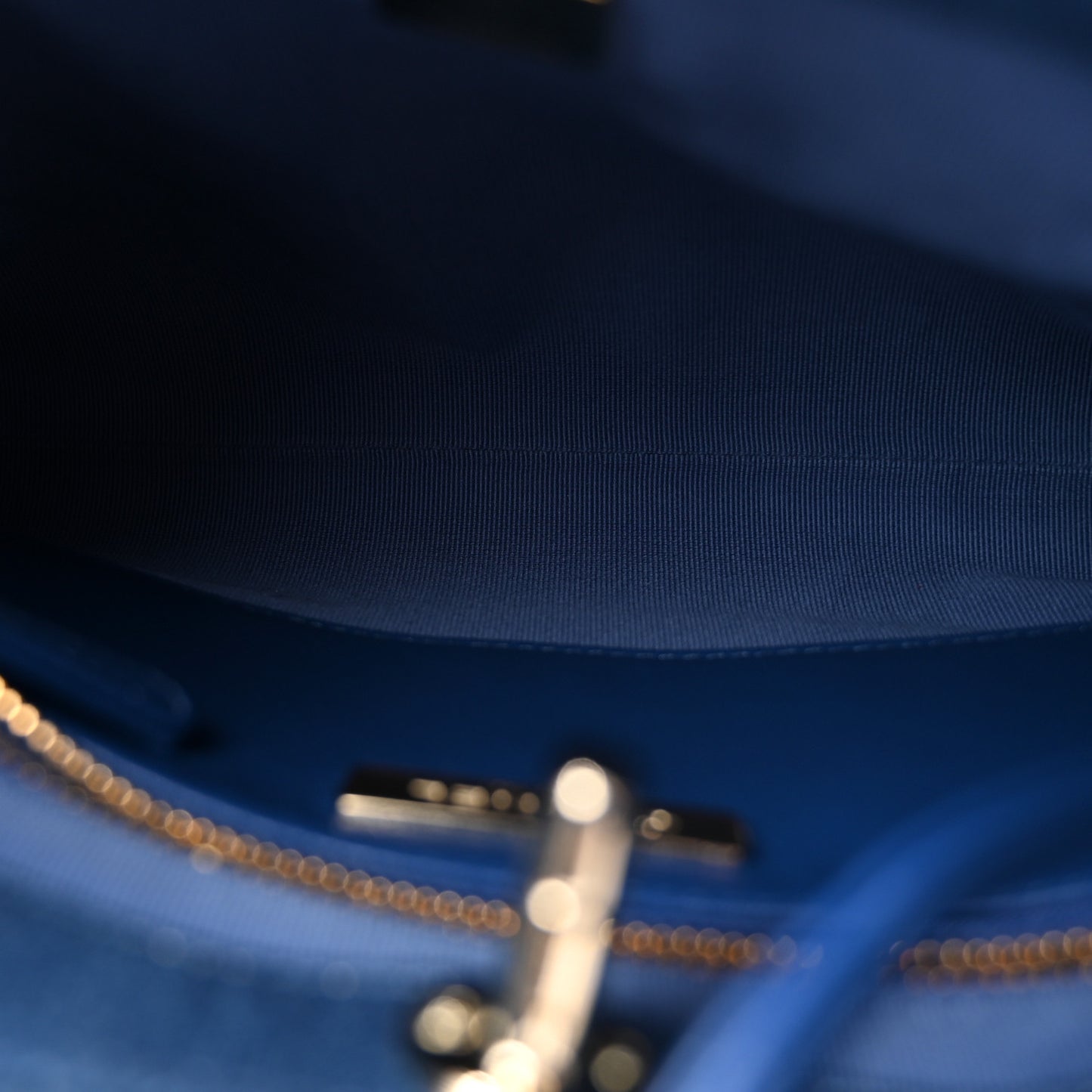 Denim Quilted Mini 31 Shopping Bag  Light Blue Dark Blue