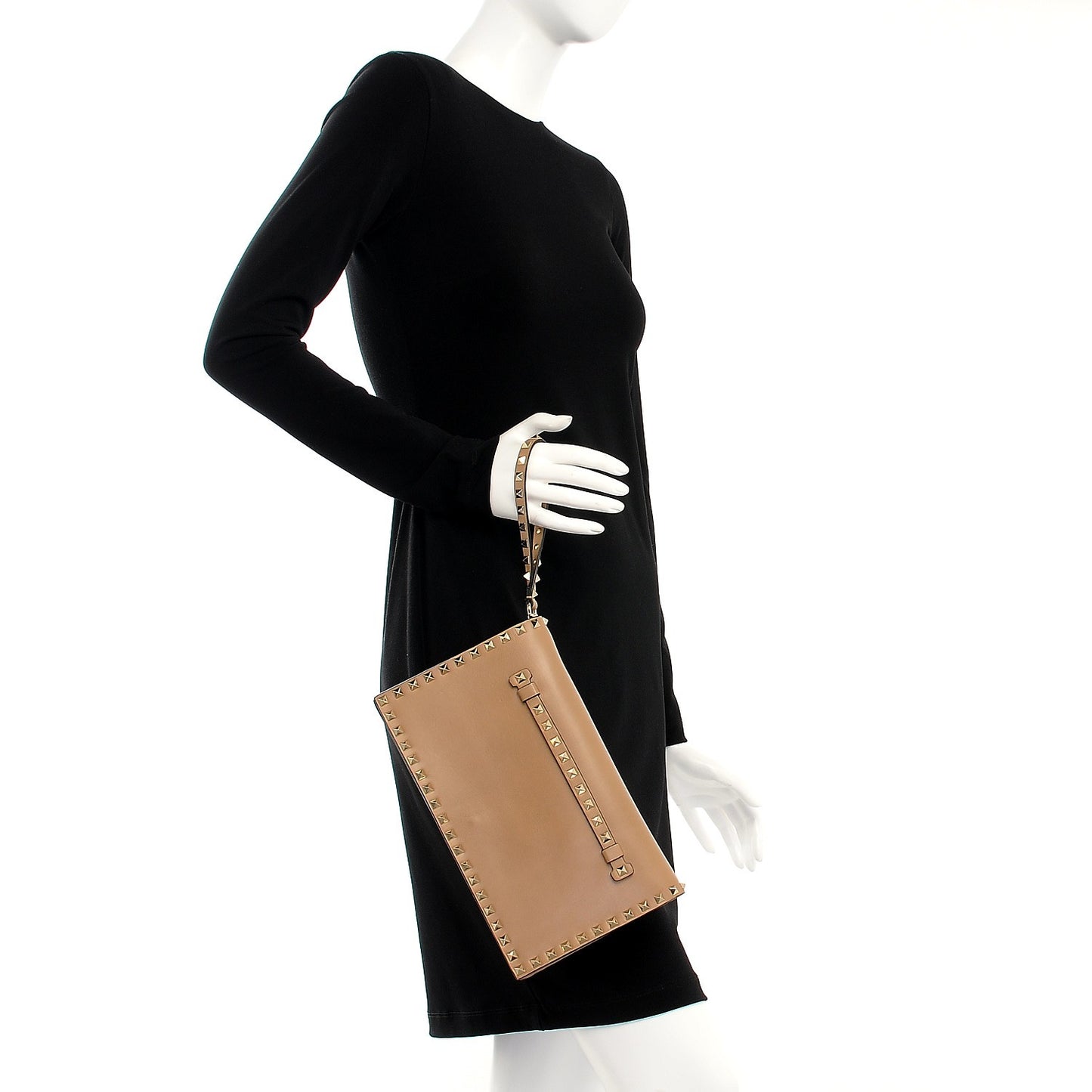 Nappa Rockstud Wristlet Clutch Alpaca