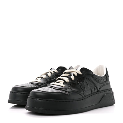 Gucci Calfskin GG Tennis Embossed Perforated Mens Interlocking G 55mm Sneakers 8 Black 3 of 10