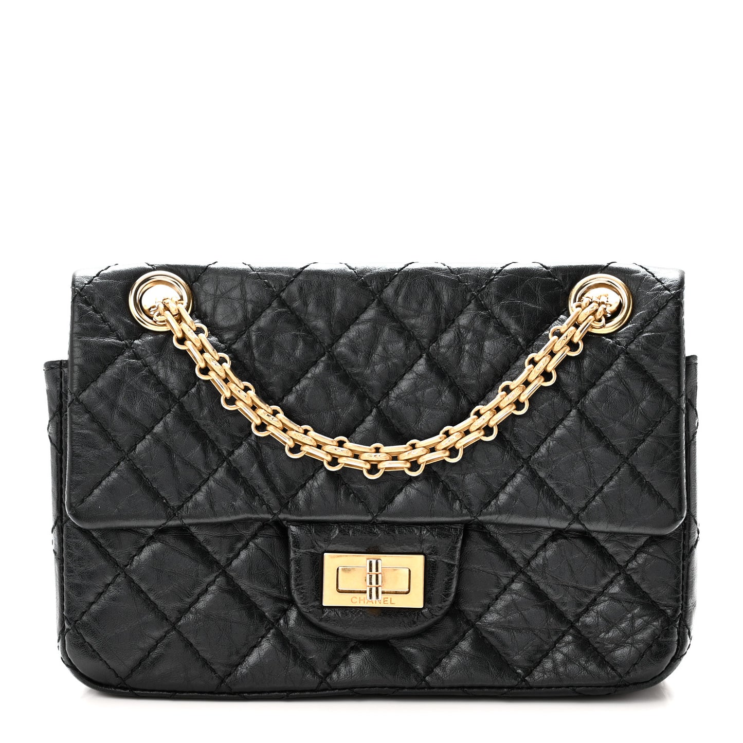 Aged Calfskin Quilted 2.55 Reissue Mini Flap Black