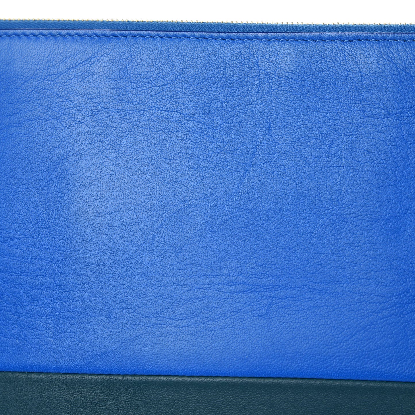 Lambskin Bi-Color Solo Clutch Pouch Bright Blue Peacock