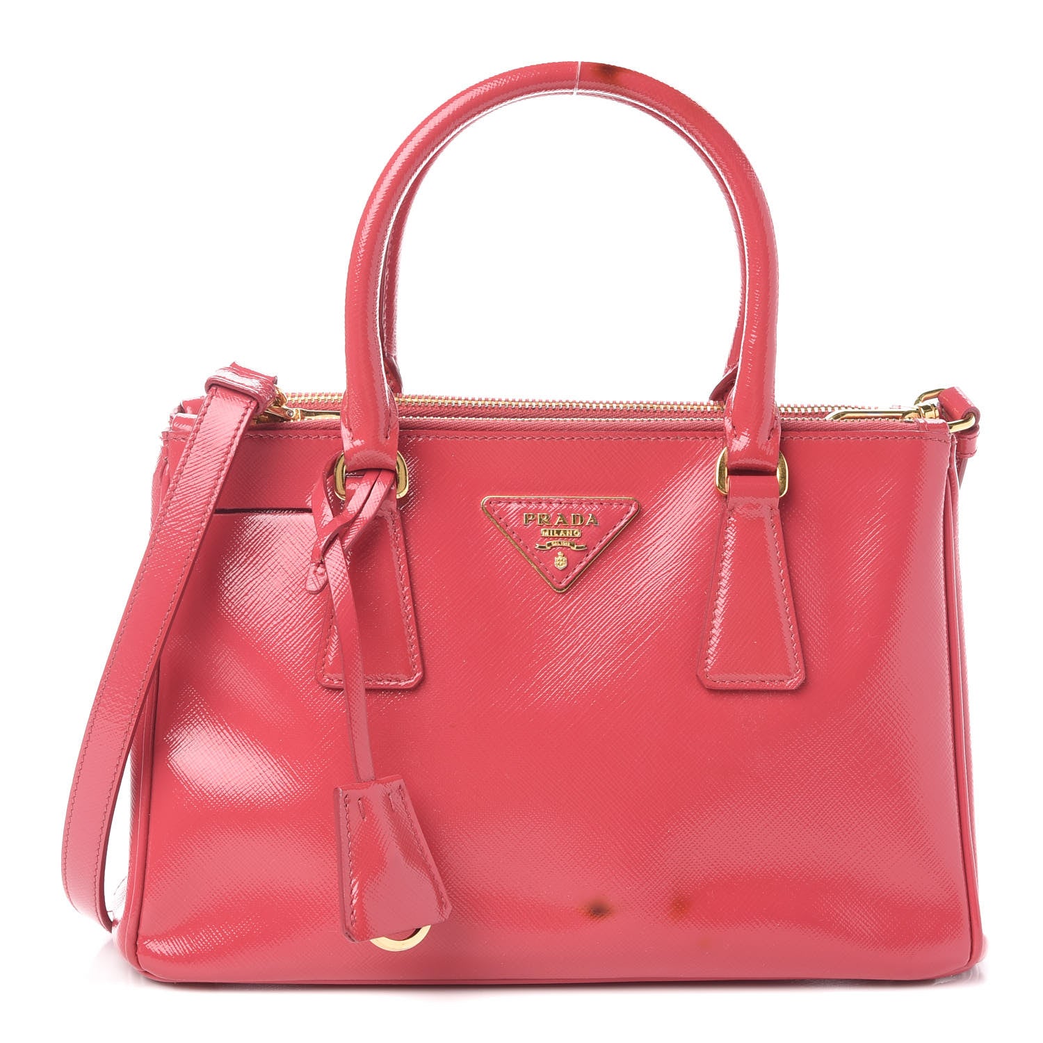 Prada Saffiano Vernice Mini Galleria Double Zip Tote Peonia 1 of 16
