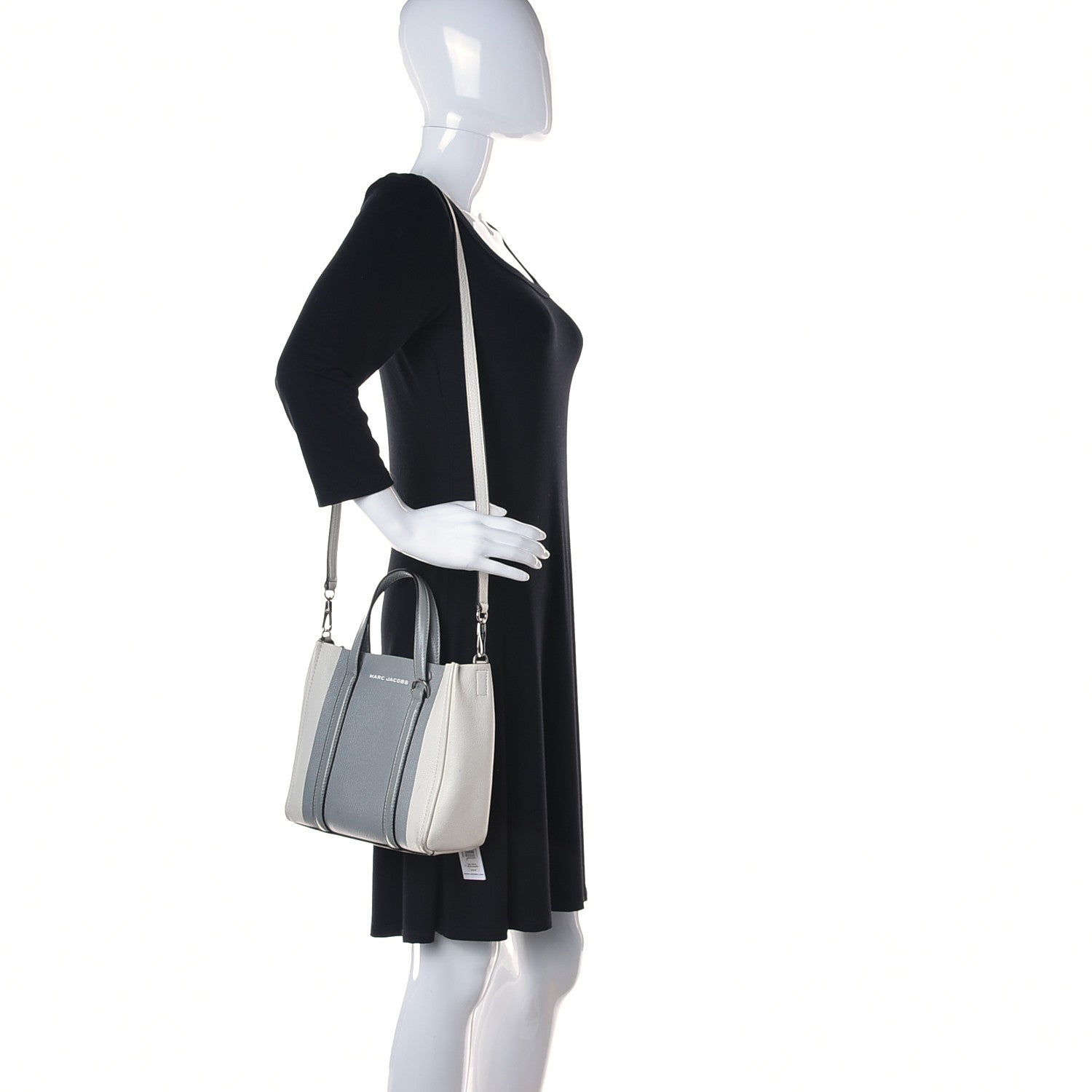 Marc Jacobs Grained Calfskin The Tag Tote Grey White 2 of 9