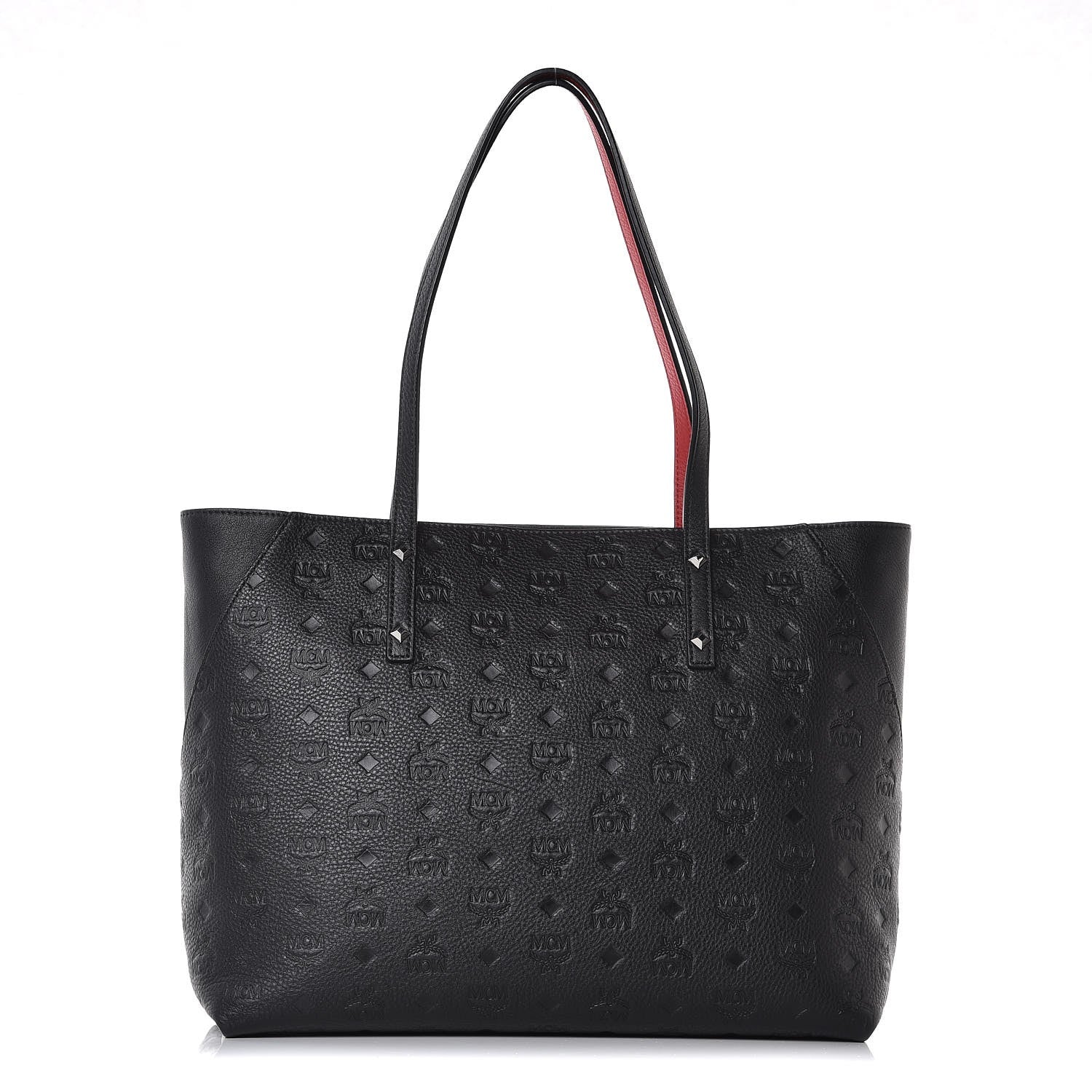 MCM Calfskin Ottomar Monogram Medium Klara Shopper Tote Black 1 of 8