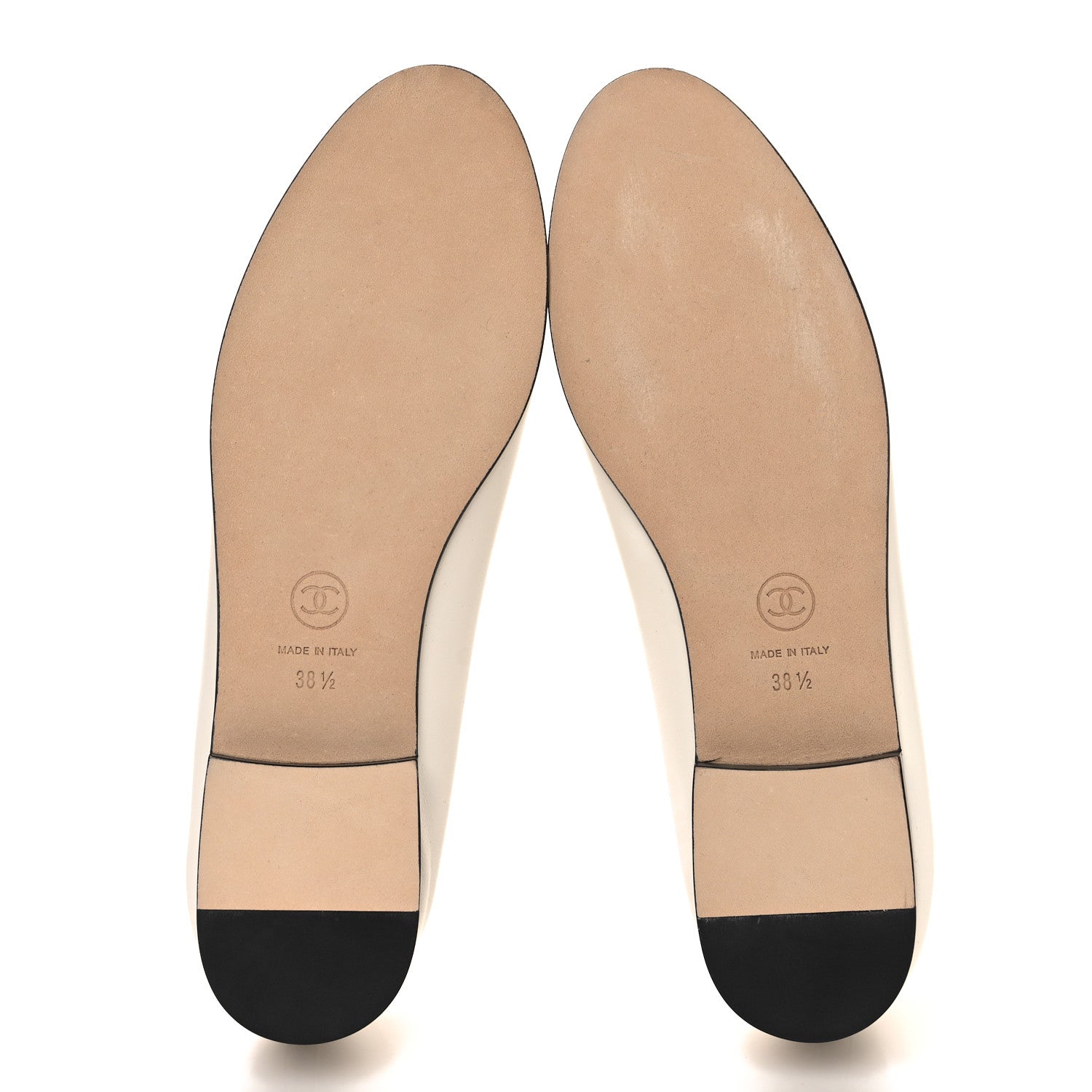 Chanel Lambskin Cap Toe CC Ballerina Flats 38.5 White Black 6 of 10