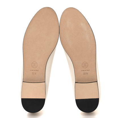 Chanel Lambskin Cap Toe CC Ballerina Flats 38.5 White Black 6 of 10