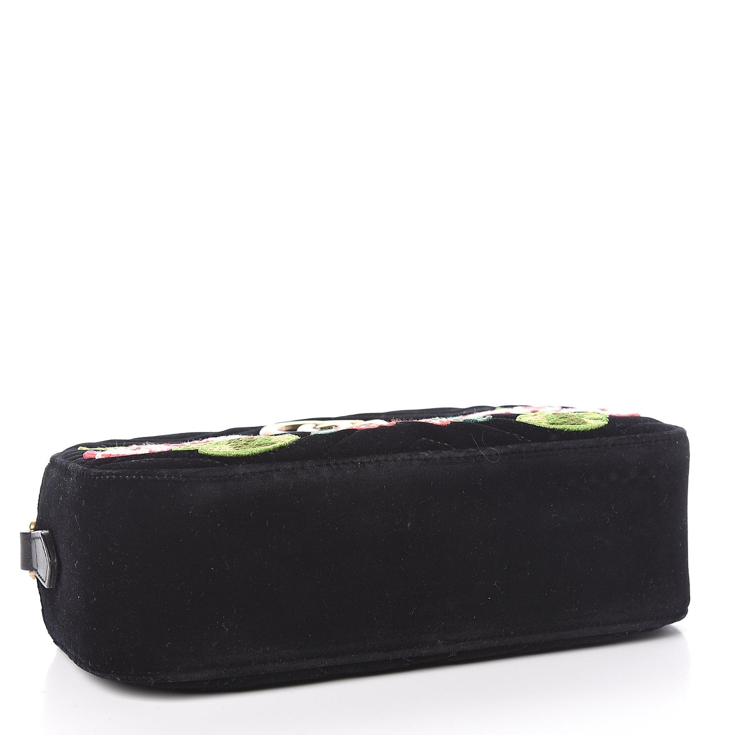 Velvet Matelasse Deer Embroidered Small GG Marmont Chain Shoulder Bag Black