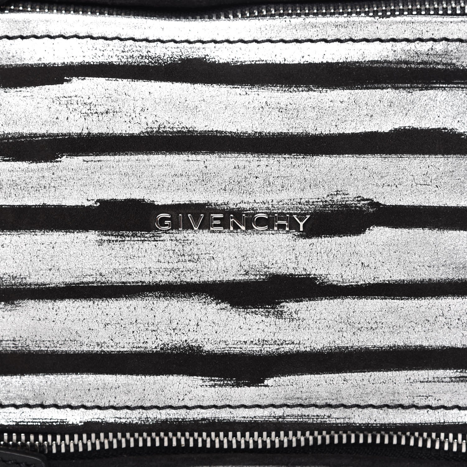 Givenchy Metallic Calfskin Striped Mini Pandora Black Silver 10 of 10