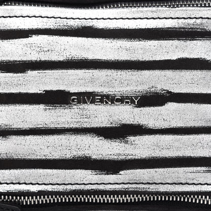 Givenchy Metallic Calfskin Striped Mini Pandora Black Silver 10 of 10