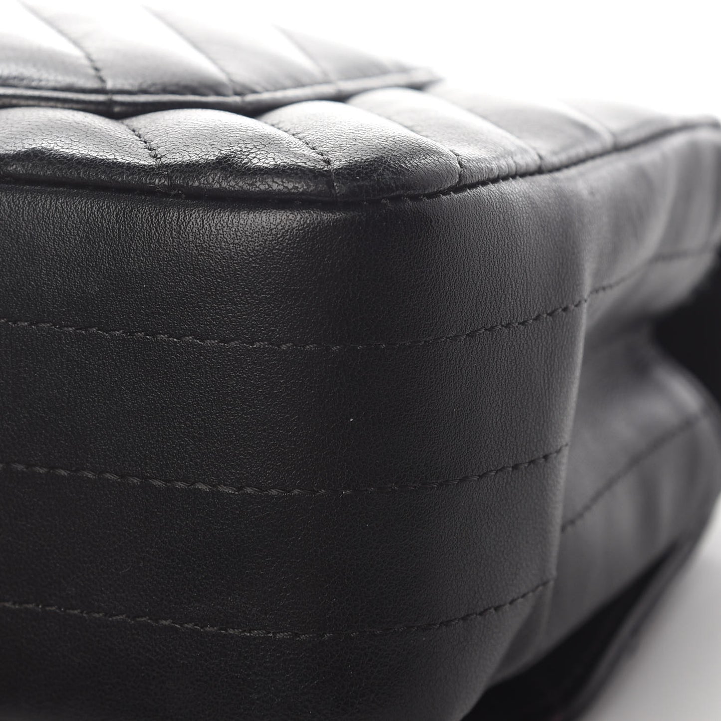 Lambskin Chevron Quilted Mini Rectangular Flap Black