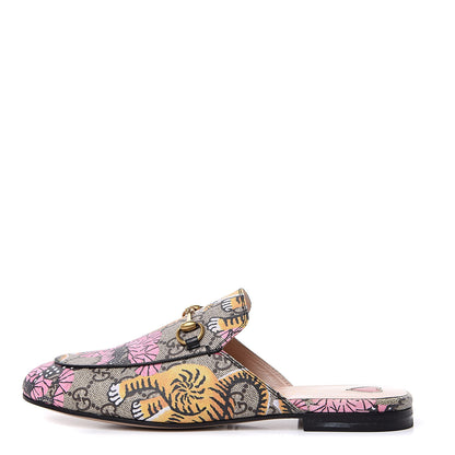 Gucci GG Supreme Monogram Bengal Womens Princetown Slippers 38 Beige Crop Pink 1 of 9