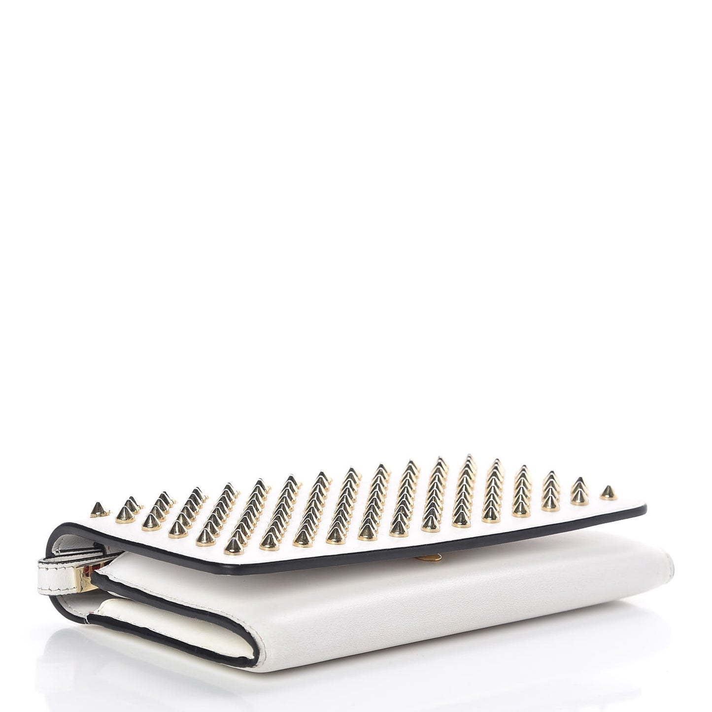Calfskin Macaron Spiked Flap Wallet White