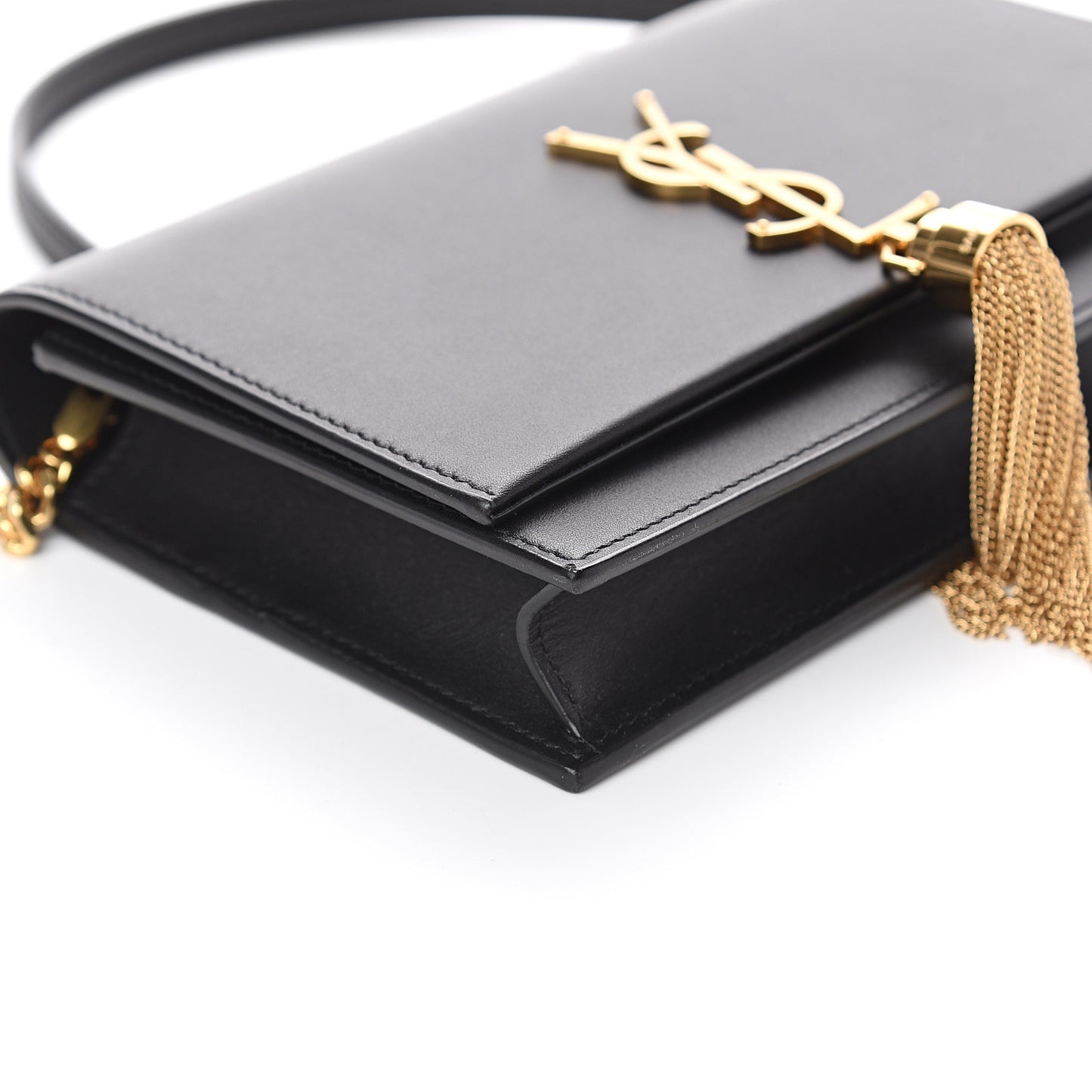 Smooth Calfskin Classic Monogram Kate Tassel Chain Wallet Black
