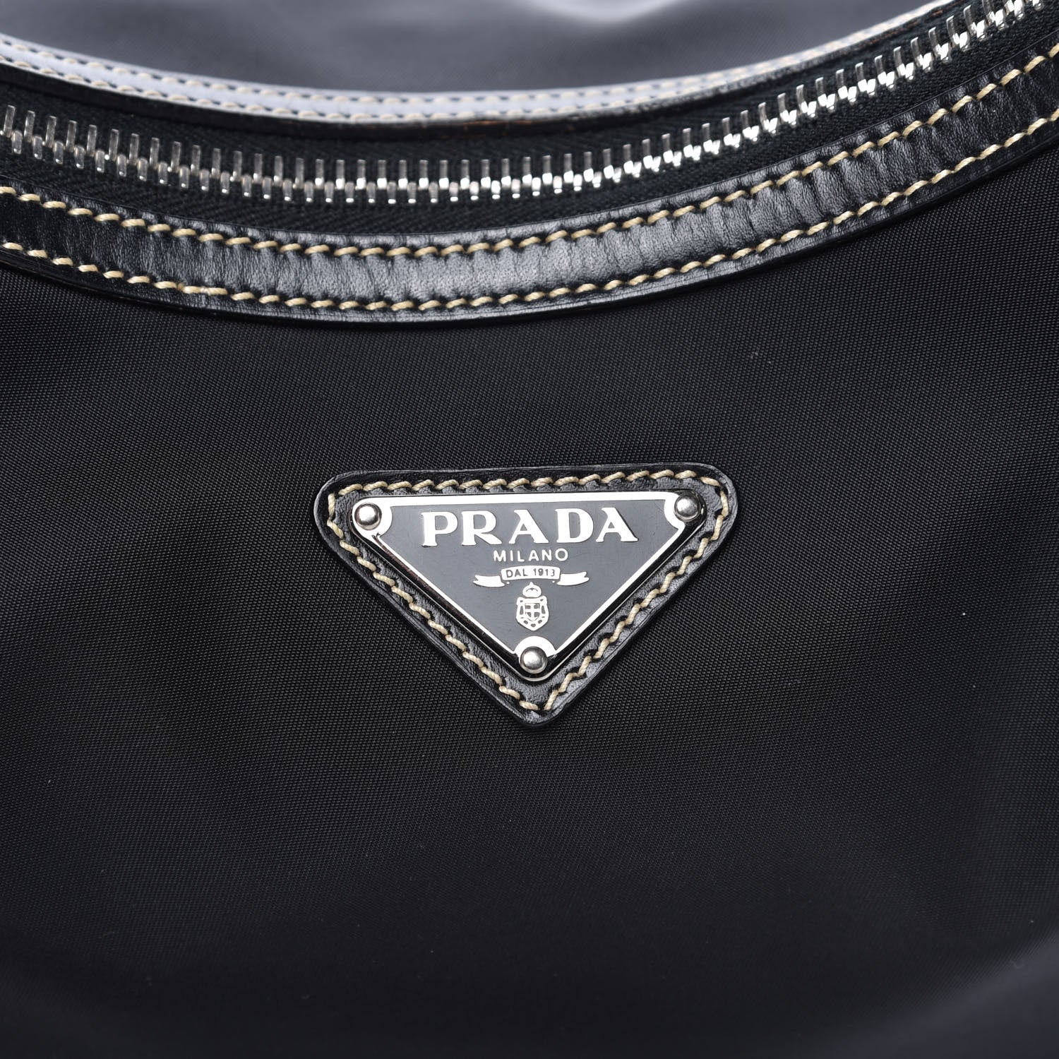 Prada Tessuto Nylon Soft Calfskin Shoulder Bag Black 10 of 10