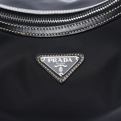 Prada Tessuto Nylon Soft Calfskin Shoulder Bag Black 10 of 10