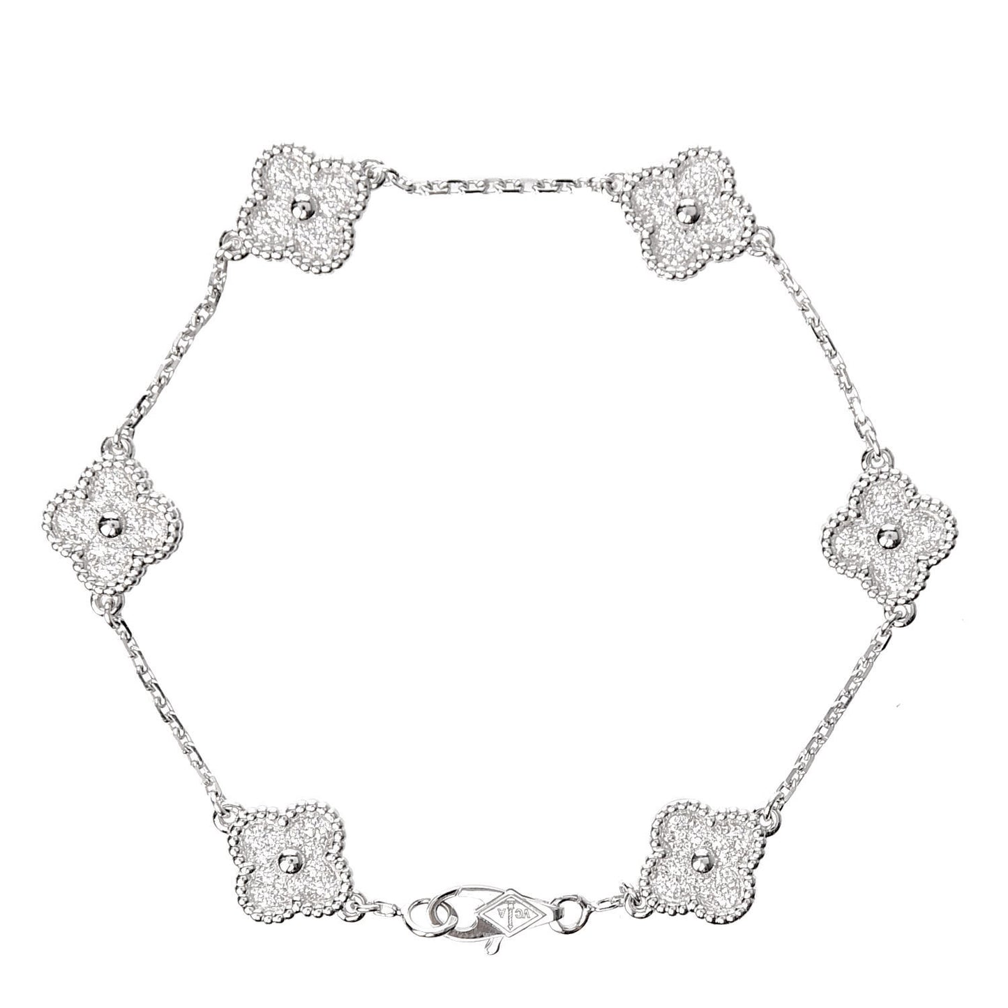 18K White Gold Diamond 6 Motifs Sweet Alhambra Bracelet