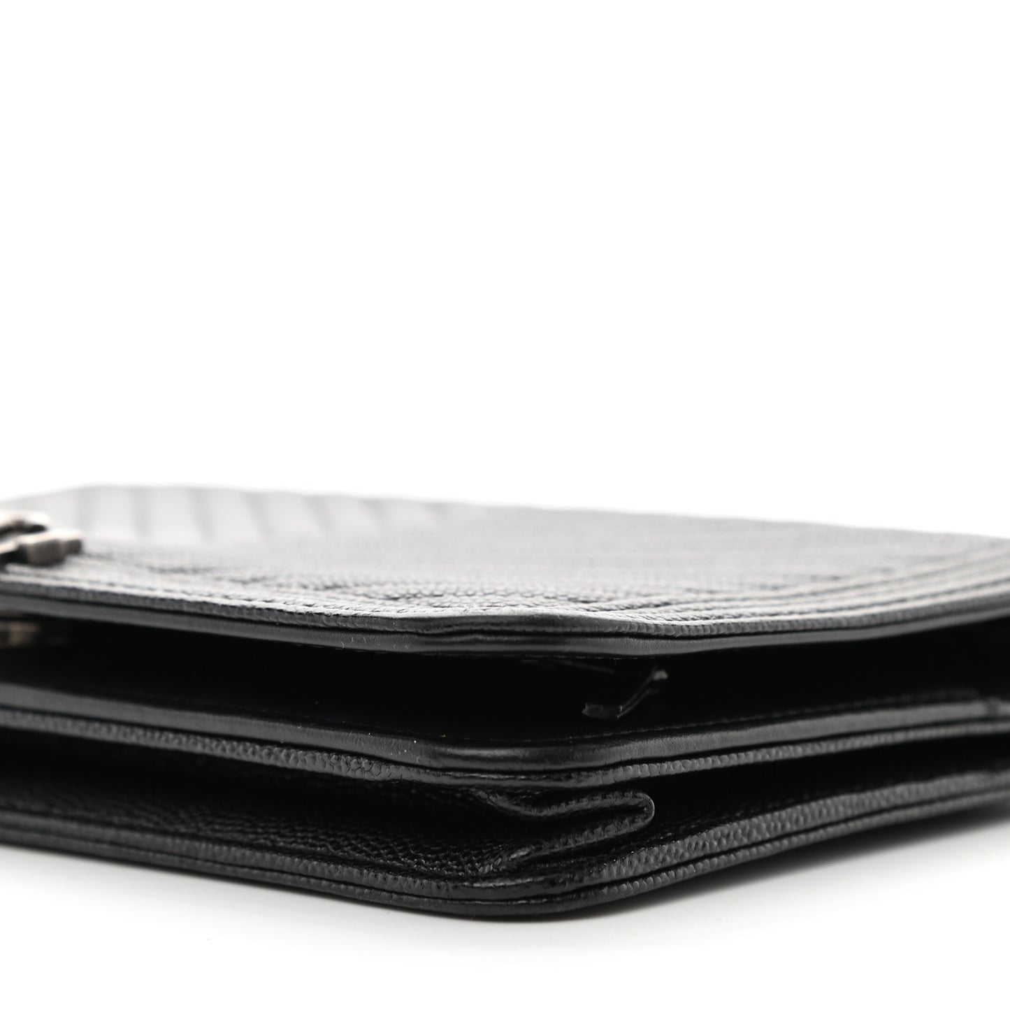 Caviar Chevron Quilted Boy Wallet On Chain WOC Black