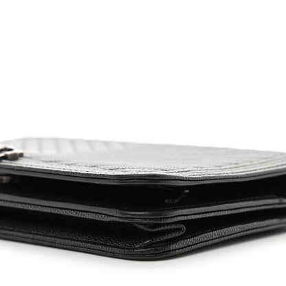 Chanel Caviar Chevron Quilted Boy Wallet On Chain WOC Black 12 of 12
