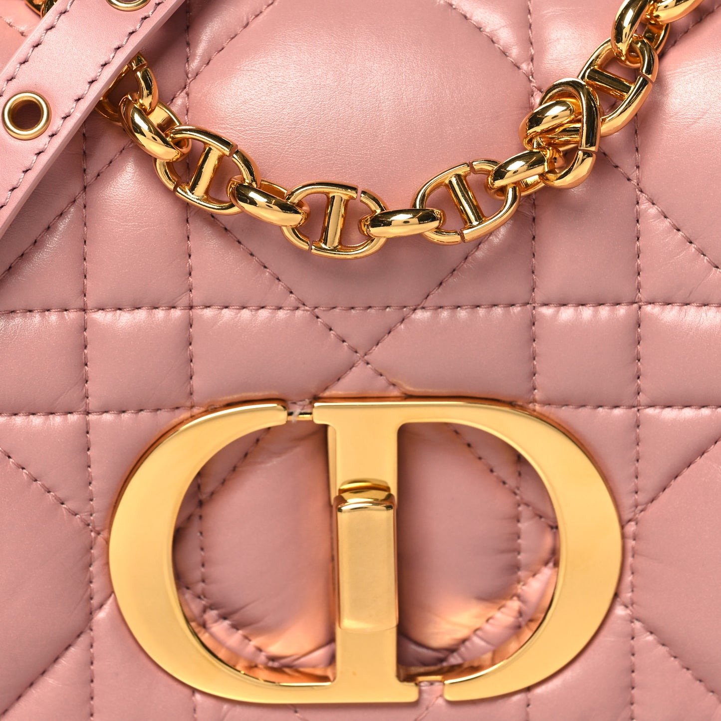 Lambskin Macrocannage Small Dior Caro Bag Pink