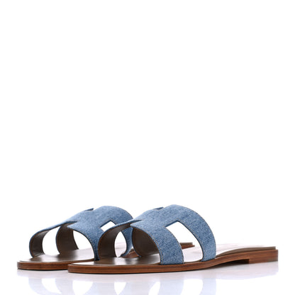 Hermes Denim Canvas Oran Sandals 41 Bleu Clair 3 of 13