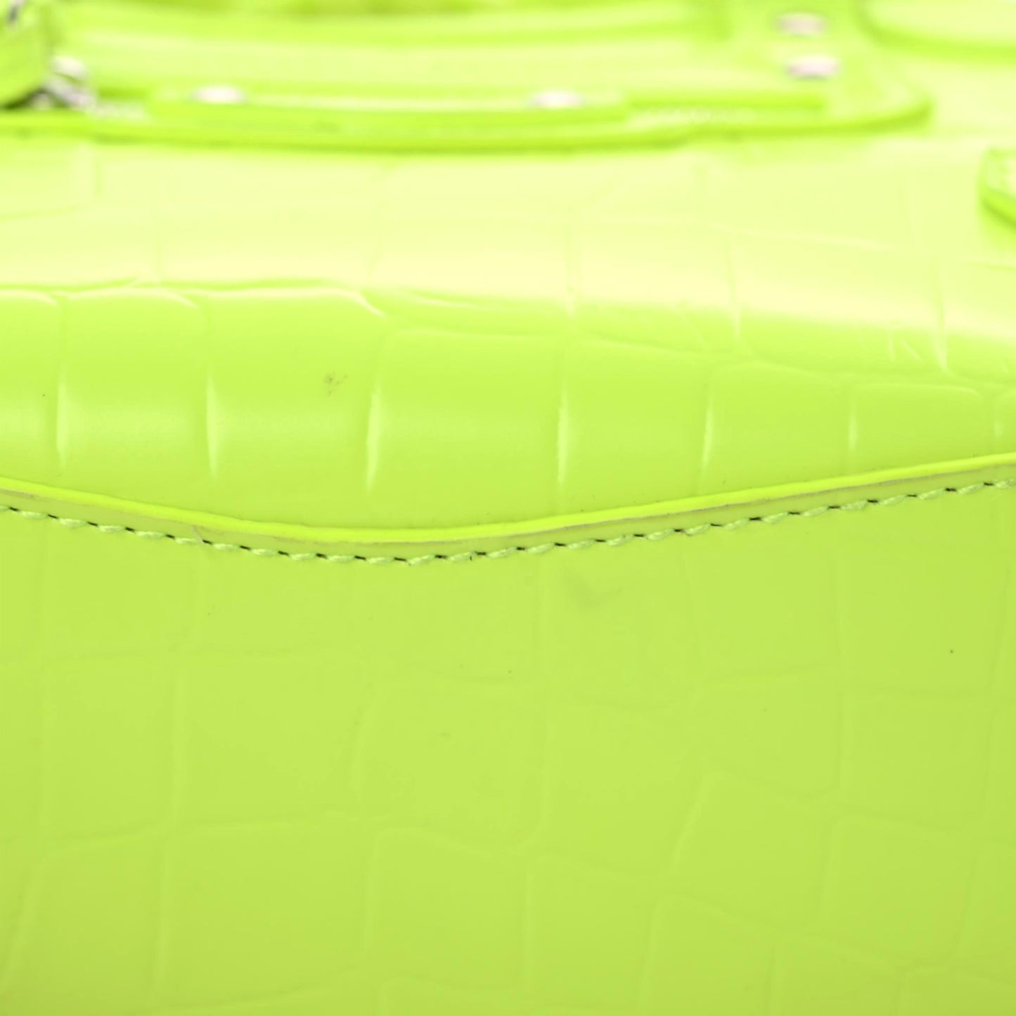 Semi Shiny Calfskin Crocodile Embossed Neo Classic Silver Hardware Mini City Fluo Yellow