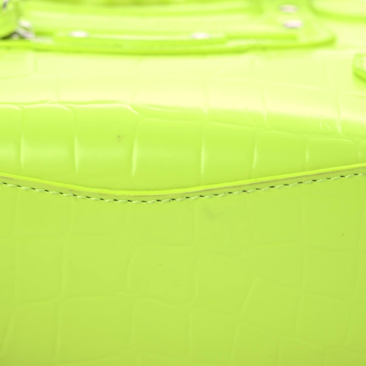 Balenciaga Semi Shiny Calfskin Crocodile Embossed Neo Classic Silver Hardware Mini City Fluo Yellow 9 of 18