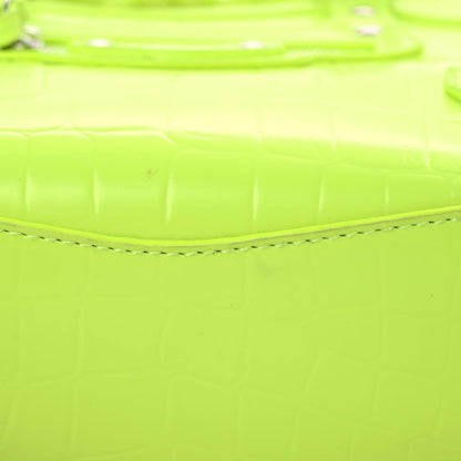 Balenciaga Semi Shiny Calfskin Crocodile Embossed Neo Classic Silver Hardware Mini City Fluo Yellow 9 of 18