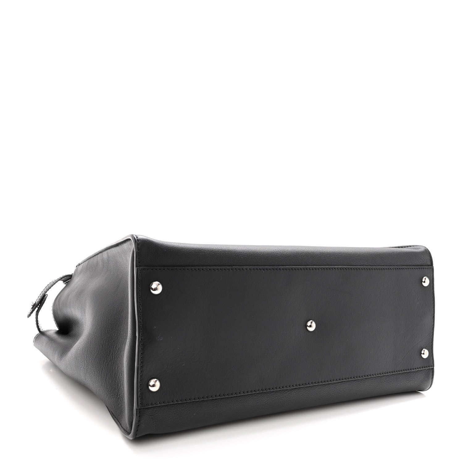 Fendi Vitello Dolce Marmol Patent Crocodile Trapuntata Large Peekaboo Iconic Satchel Black Fumo 4 of 10