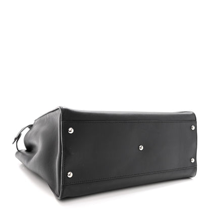 Fendi Vitello Dolce Marmol Patent Crocodile Trapuntata Large Peekaboo Iconic Satchel Black Fumo 4 of 10