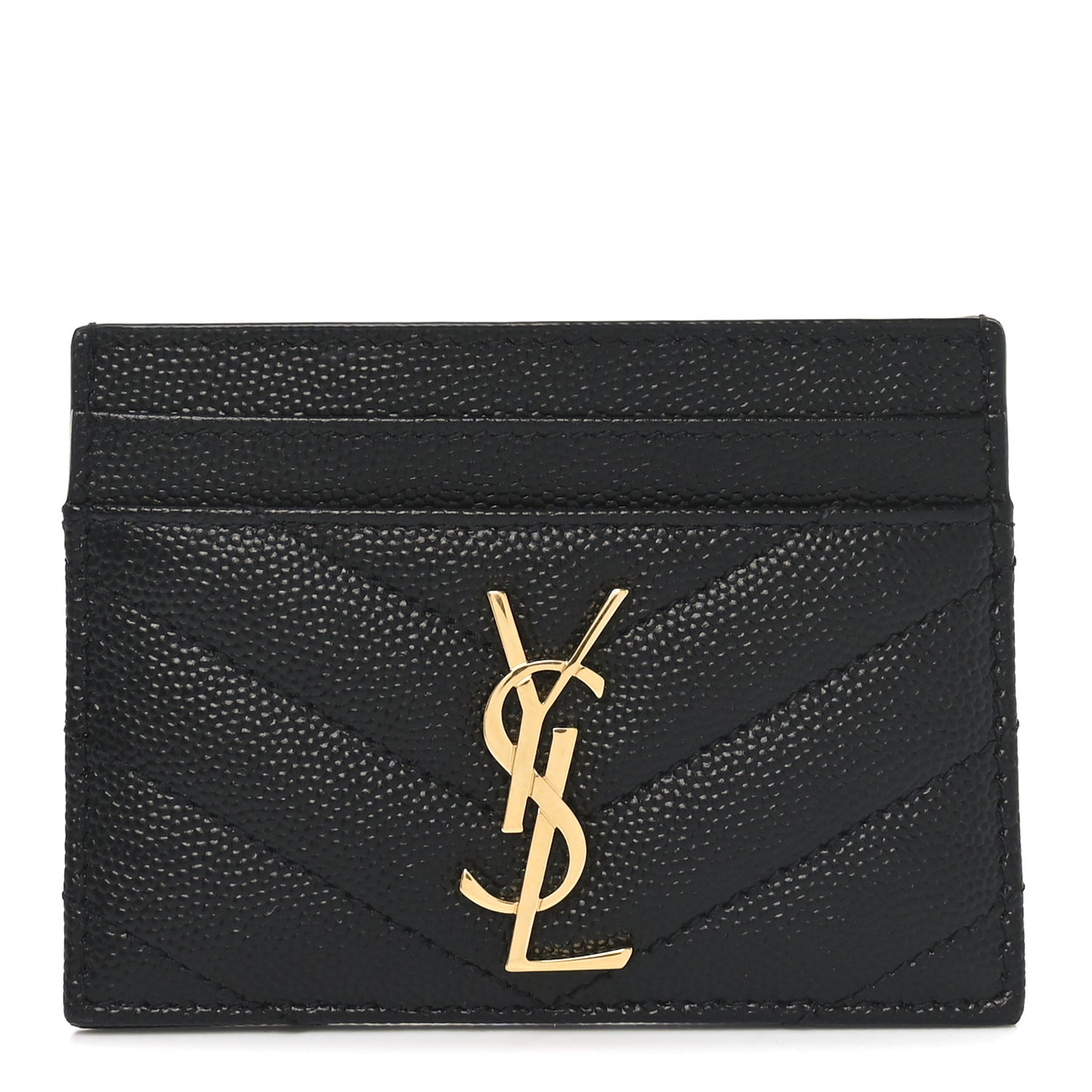Grain De Poudre Matelasse Chevron Monogram Credit Card Case Black