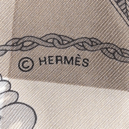 Hermes Silk Mors Et Gourmettes Vichy Twilly Etoupe Jaune Vif White 4 of 5