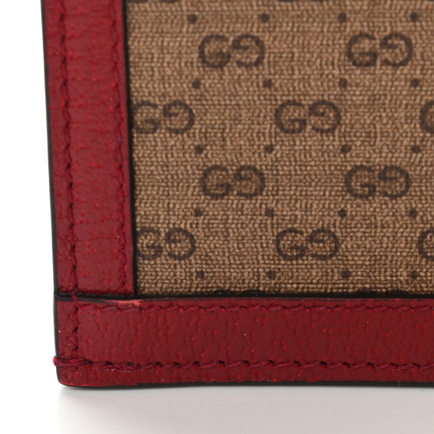 X DORAEMON Mini Vintage GG Supreme Monogram Card Case Wallet Beige Cherry Red