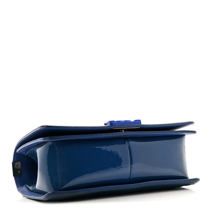 Chanel Patent Calfskin Quilted Medium Plexiglass Boy Flap Blue 4 of 16