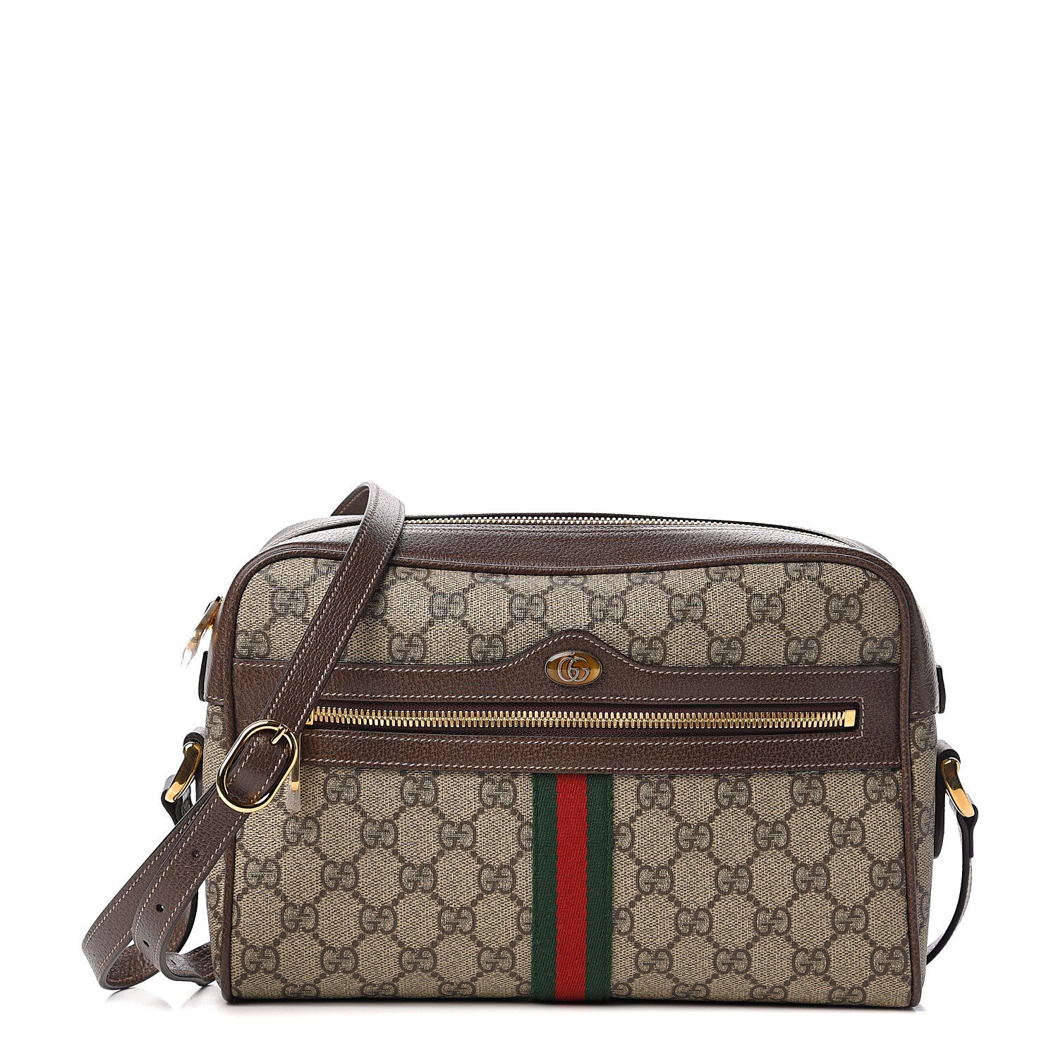 Gucci GG Supreme Monogram Web Small Ophidia Shoulder Bag Brown 1 of 9
