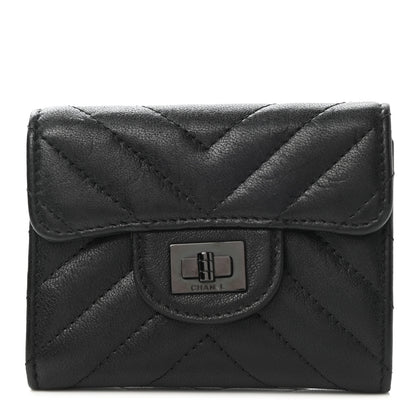 Chanel Aged Calfskin Chevron Quilted Reissue Flap Card Holder So Black 1 of 9