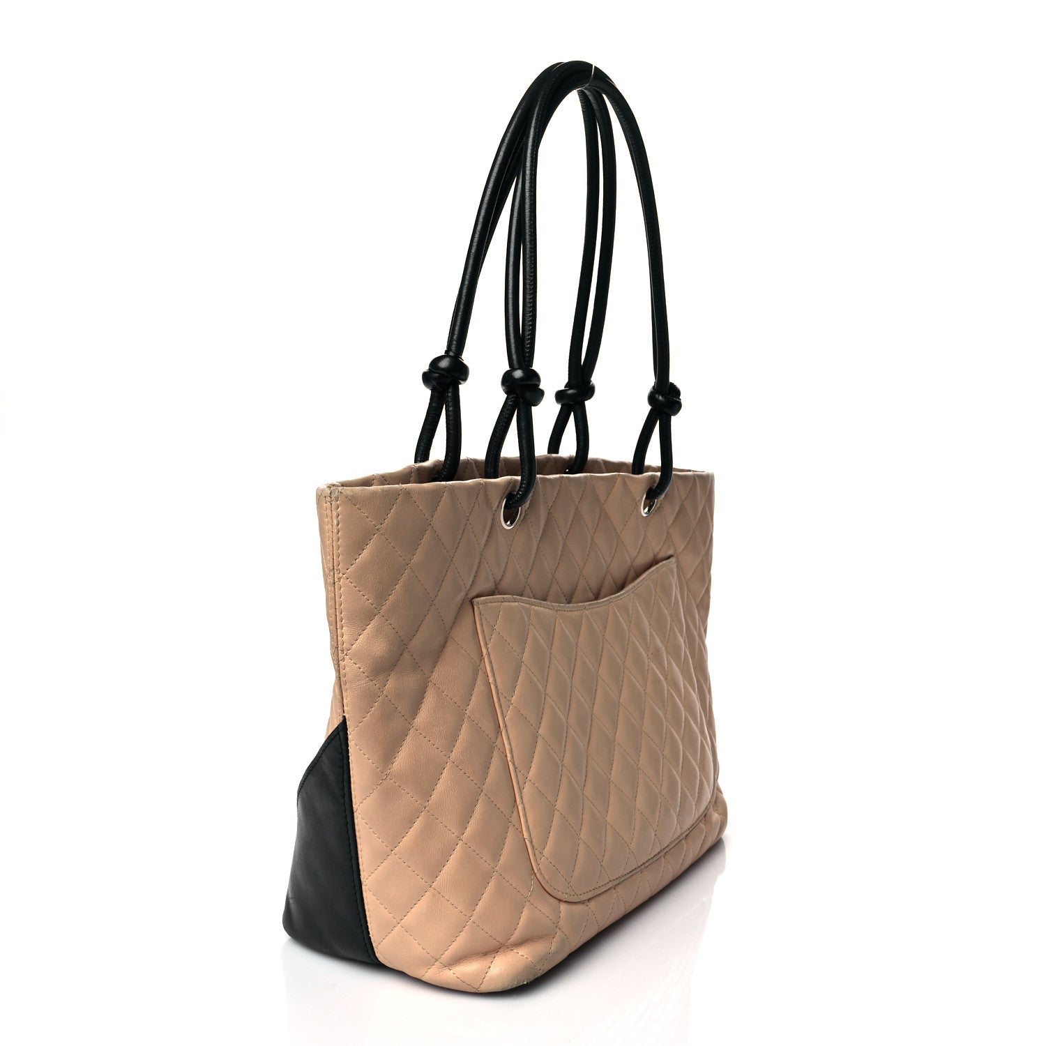 Chanel Calfskin Quilted Large Cambon Tote Beige Black 4 of 12