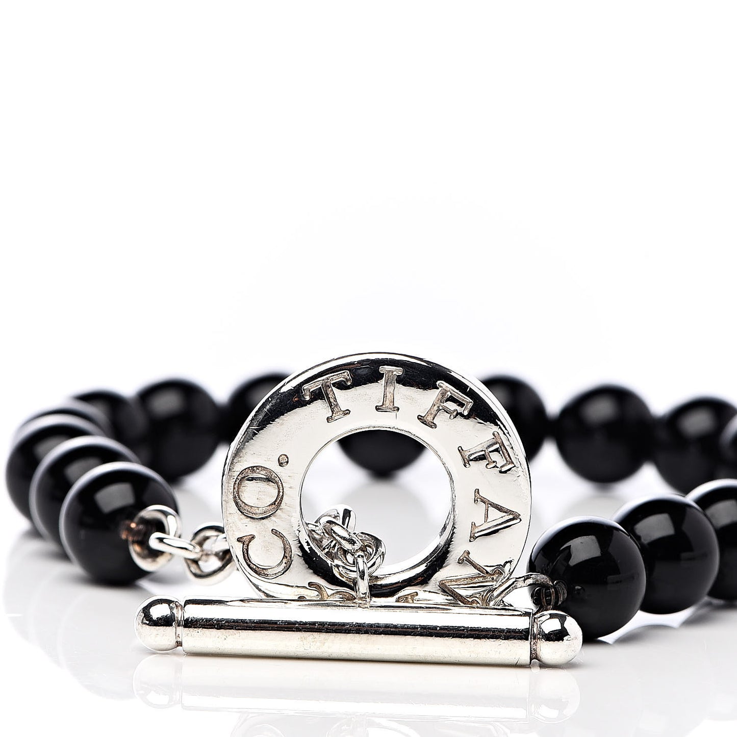 Sterling Silver Black Onyx Bead Toggle Bracelet