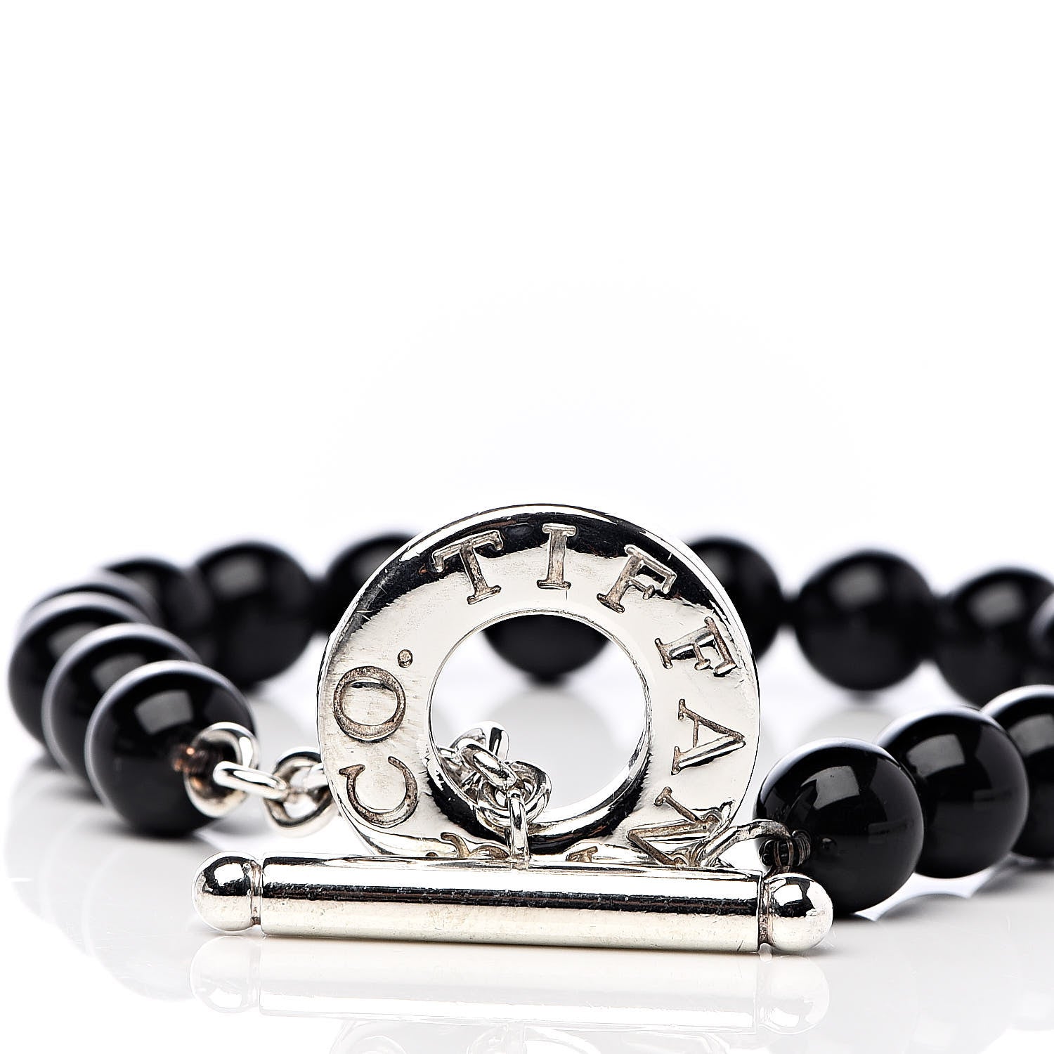 Tiffany Sterling Silver Black Onyx Bead Toggle Bracelet 4 of 5
