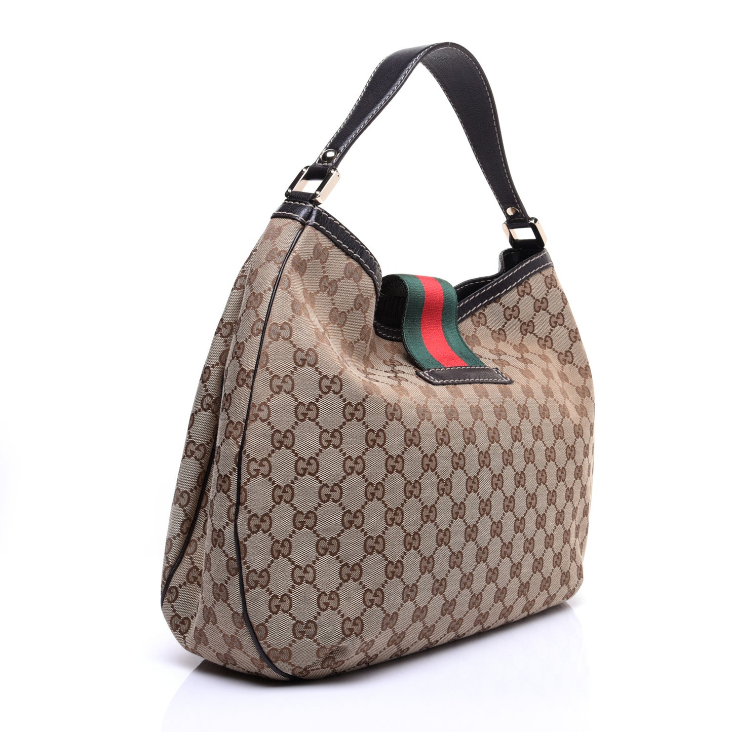 Monogram Large New Ladies Web Hobo Dark Brown